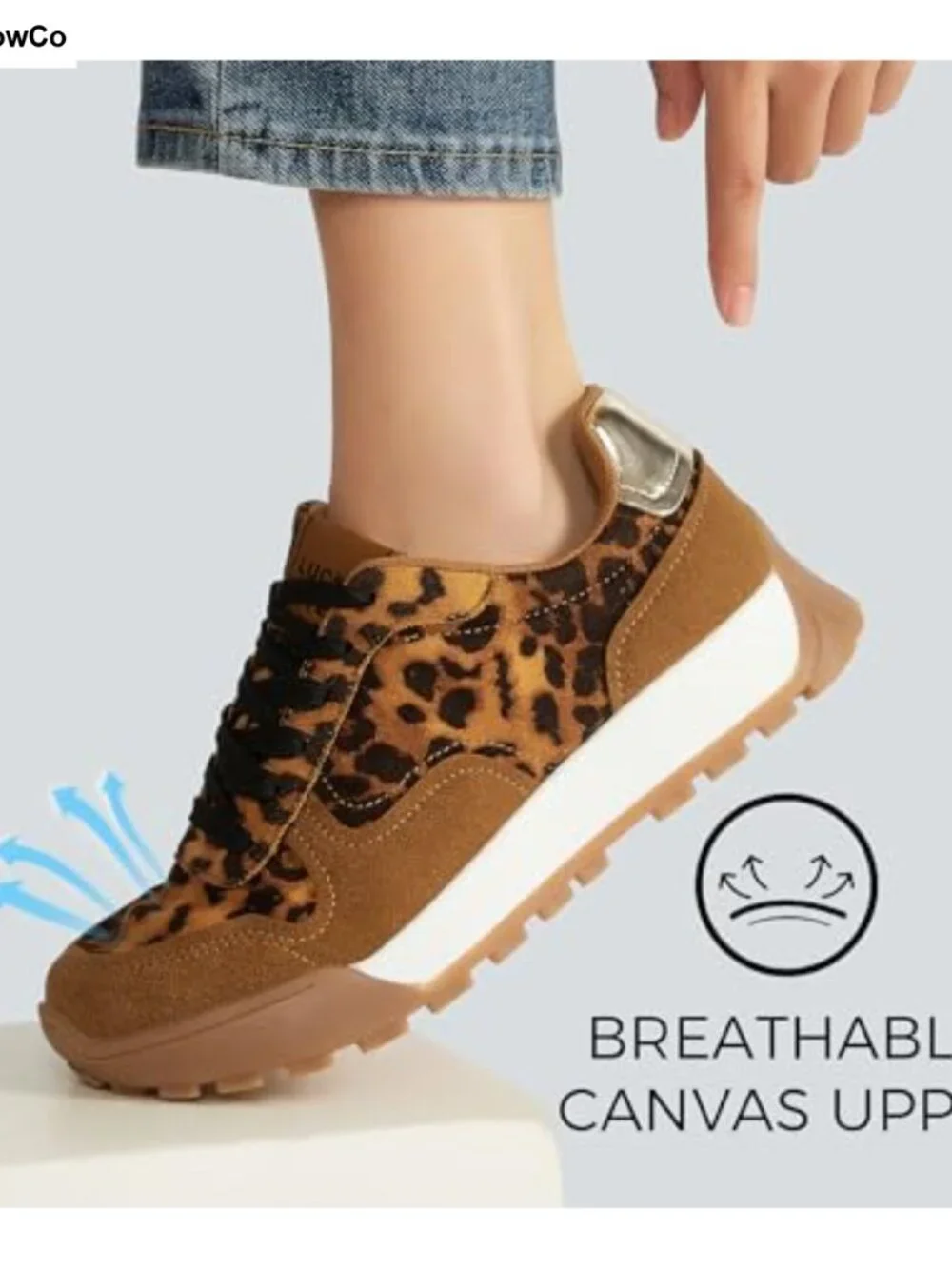 Women's Platform Canvas Sneakers Anti-Slip Casual Lace Up Running Shoes